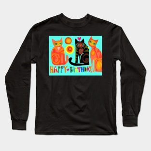 Happy Birthday cats Long Sleeve T-Shirt